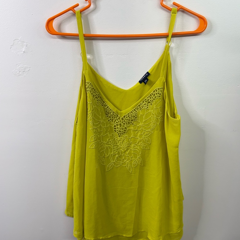 torrid  Yellow-Chartreuse Lace-Trim Spaghetti Strap Tank